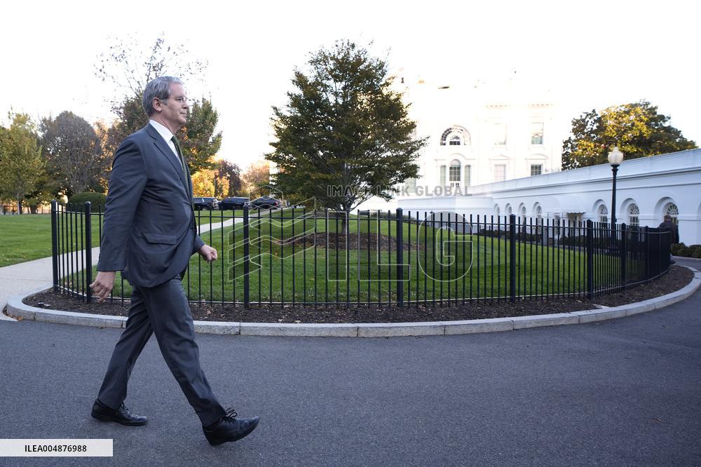Scott Bessent talks to reporters - Washington