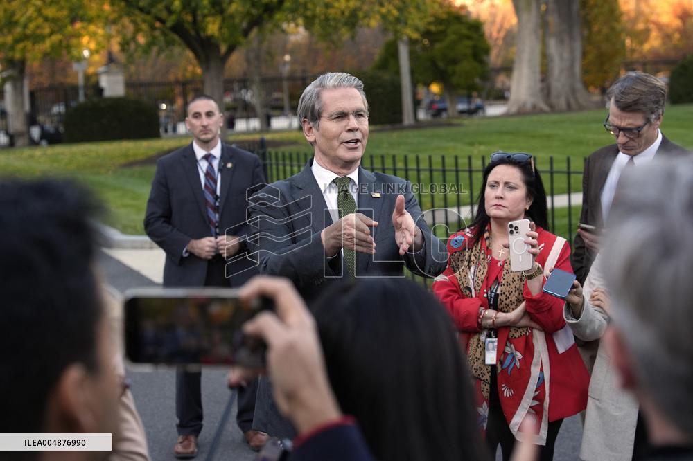 Scott Bessent talks to reporters - Washington