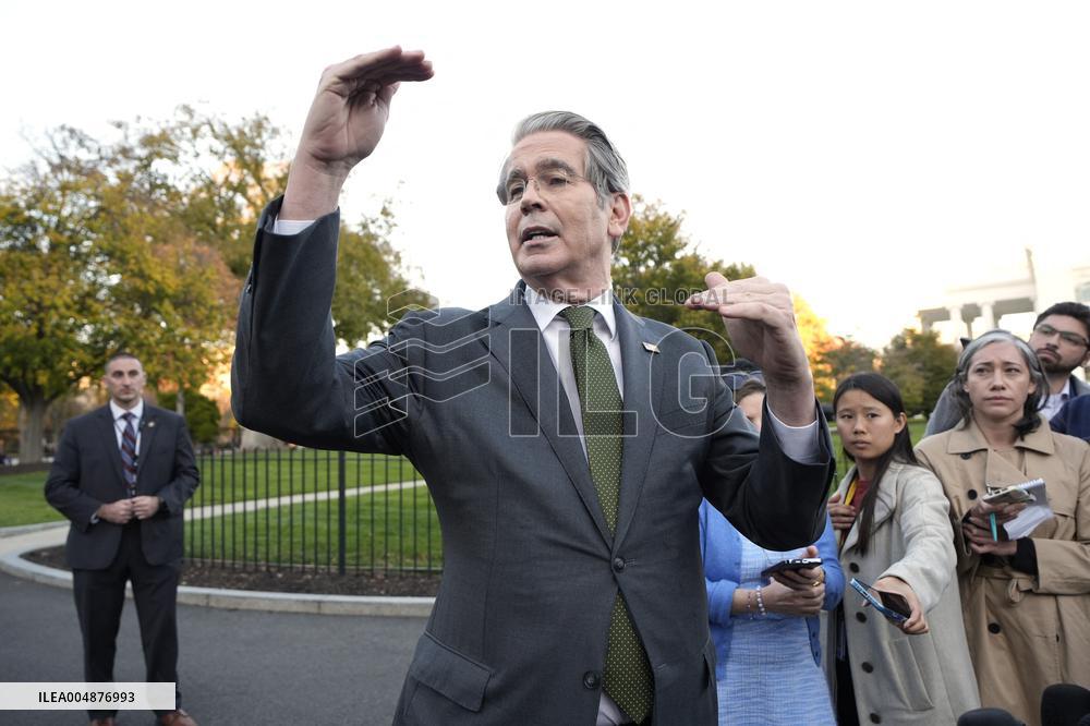 Scott Bessent talks to reporters - Washington