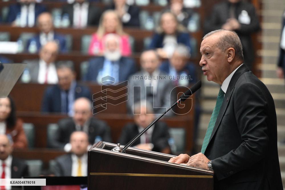 Erdogan Addresses a Parliamentary Group AKP - Ankara