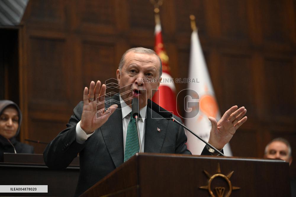 Erdogan Addresses a Parliamentary Group AKP - Ankara