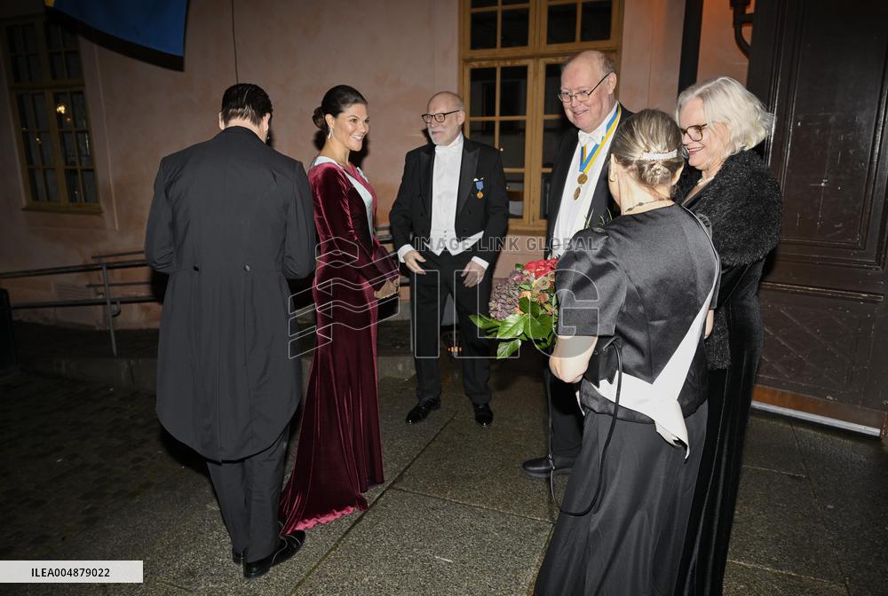 SWEDEN'S CROWN PRINCESS COUPLE AT GUSTAV ADOLF'S ACADEMY