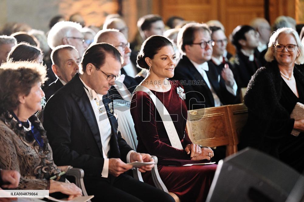 SWEDEN'S CROWN PRINCESS COUPLE AT GUSTAV ADOLF'S ACADEMY