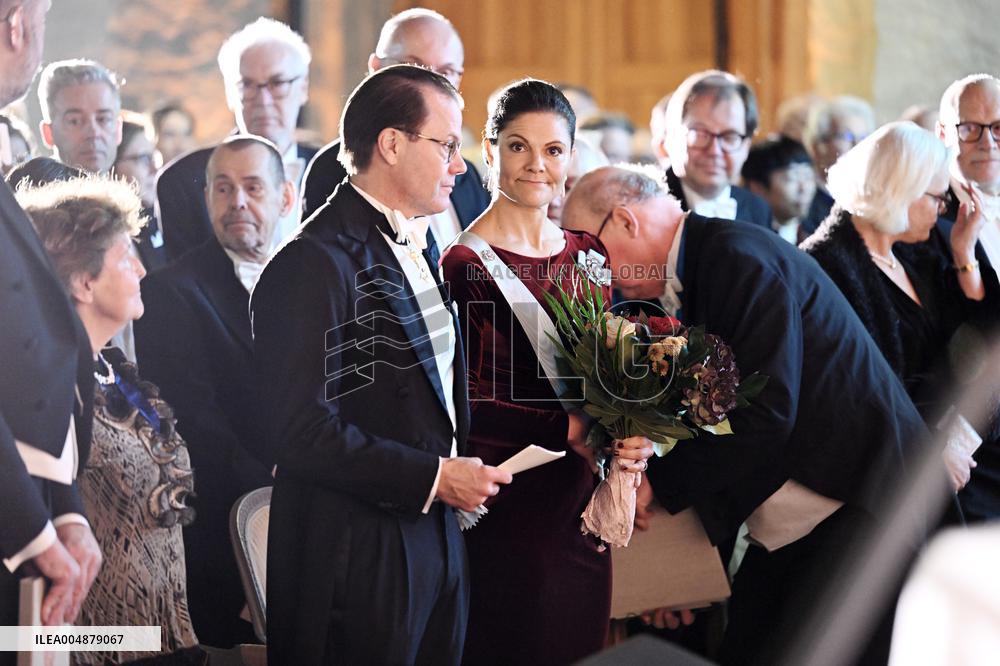 SWEDEN'S CROWN PRINCESS COUPLE AT GUSTAV ADOLF'S ACADEMY