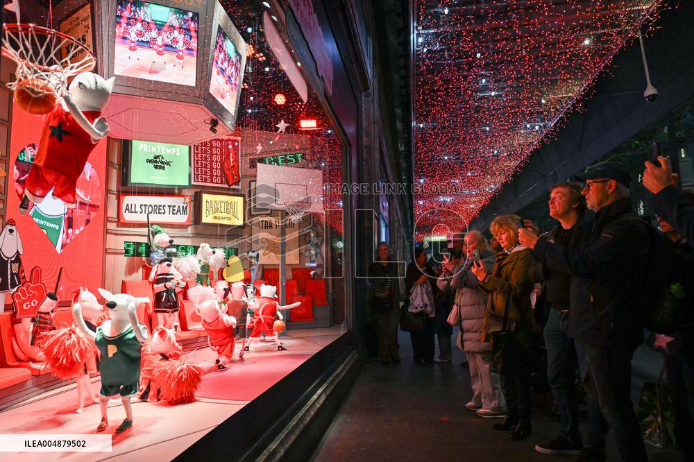 Inauguration of the Printemps Christmas window displays in Paris FA
