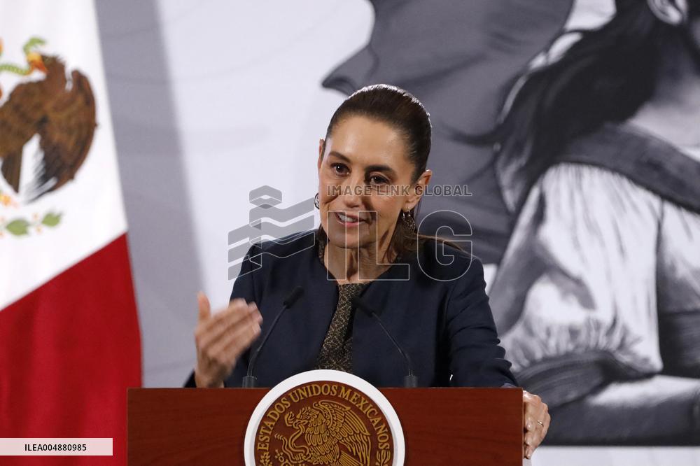 Mexican President Claudia Sheinbaum Holds Briefing Conference - Mexico