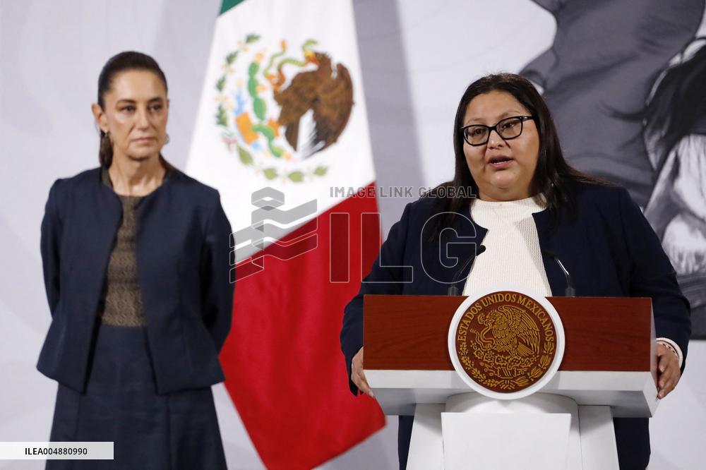 Mexican President Claudia Sheinbaum Holds Briefing Conference - Mexico