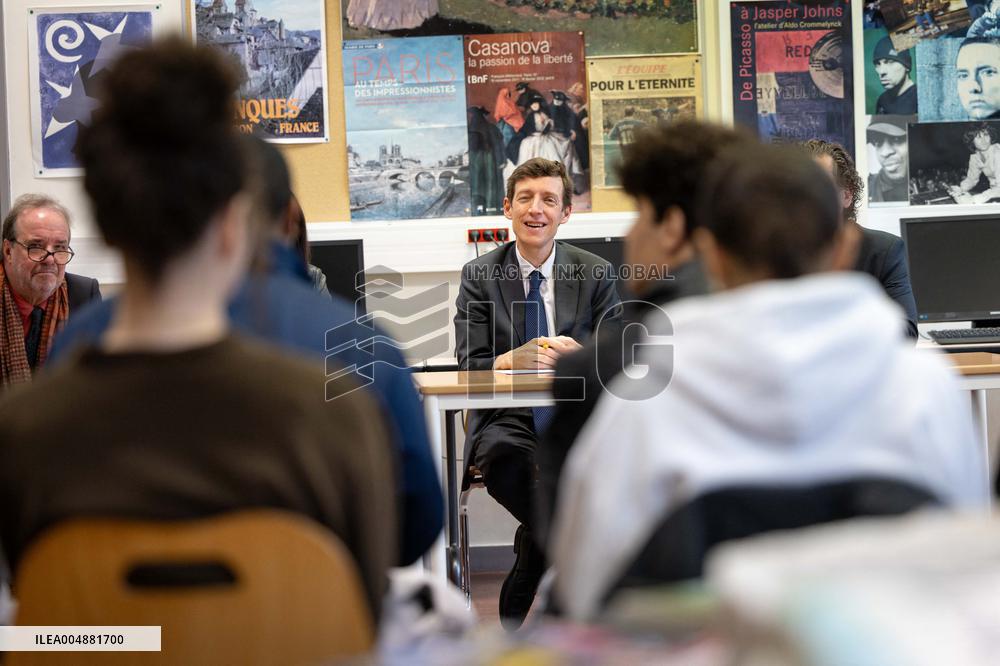 Edouard Geffray visit Gustave Ferrie High School - Paris AJ