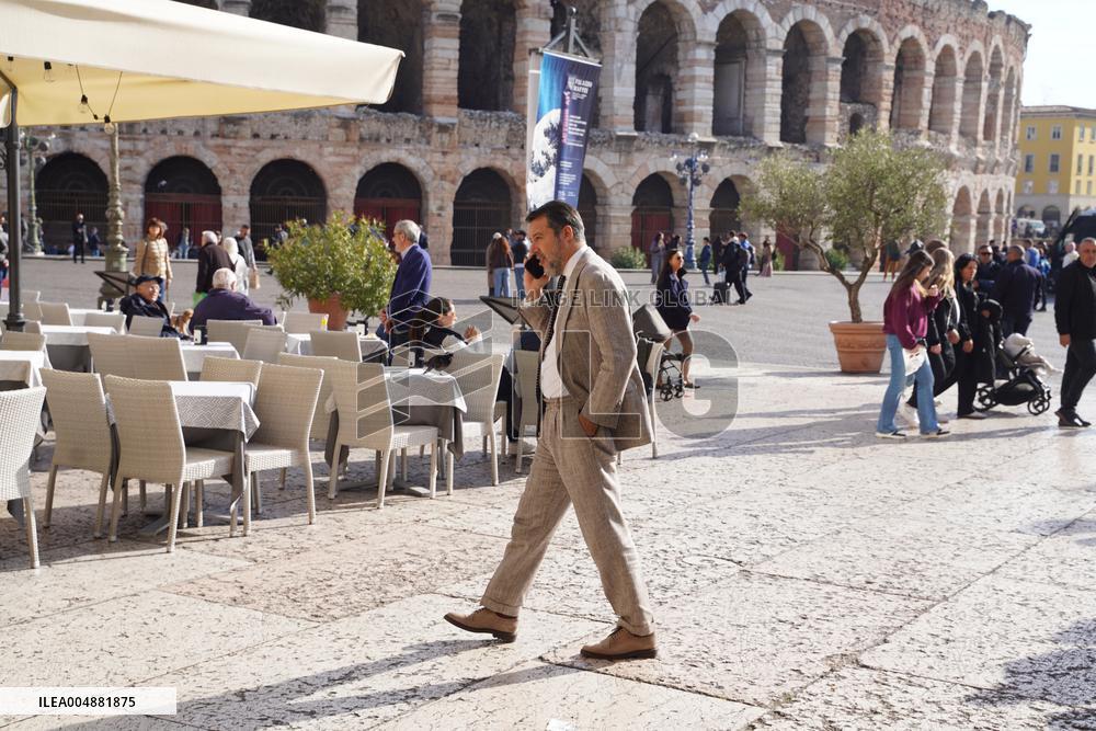 Minister Salvini and Mayor Tommasi Visit Arena In Verona - Italy