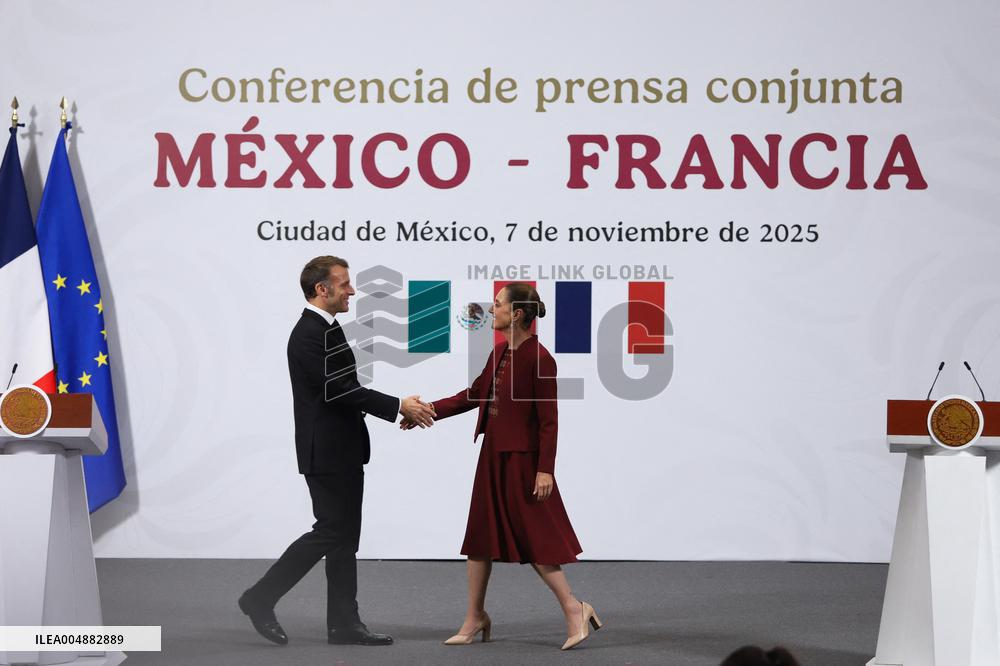 Emmanuel Macron And Claudia Sheinbaum Press Conference - Mexic