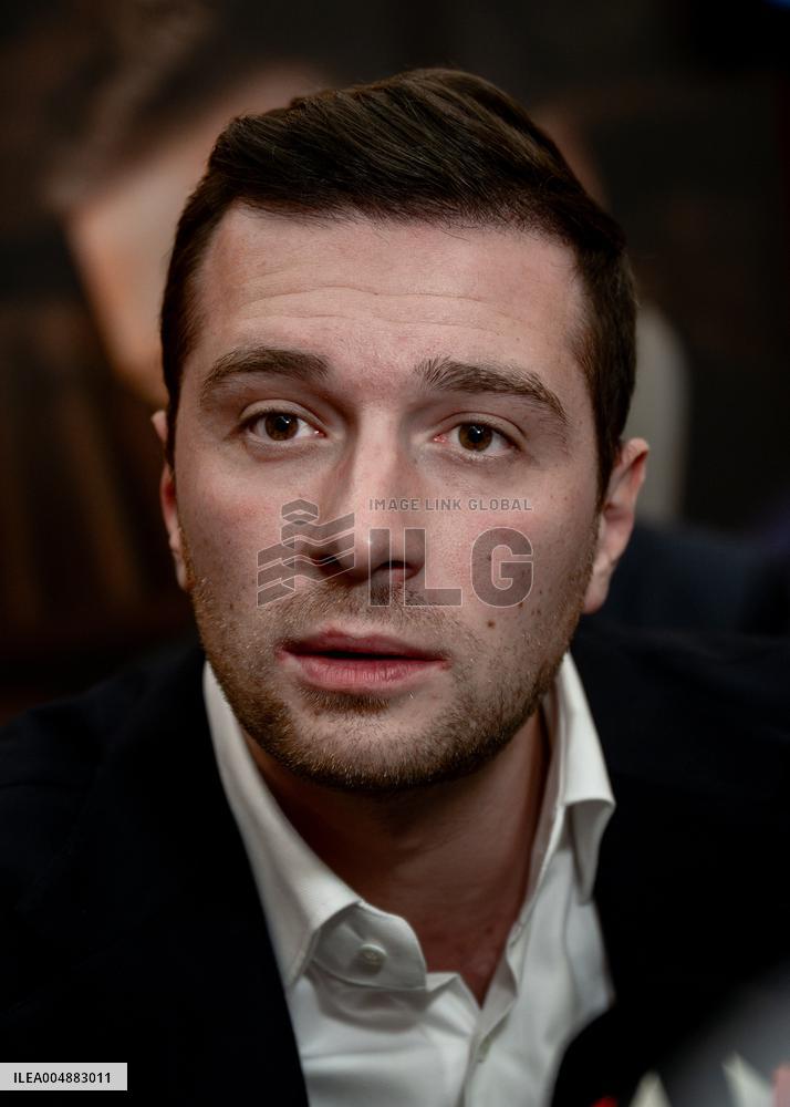 Jordan Bardella signs copies of his book Ce que veulent les Français - Nice