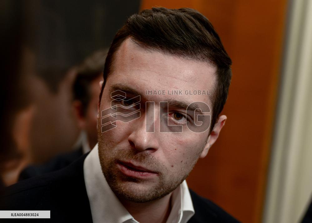 Jordan Bardella signs copies of his book Ce que veulent les Français - Nice