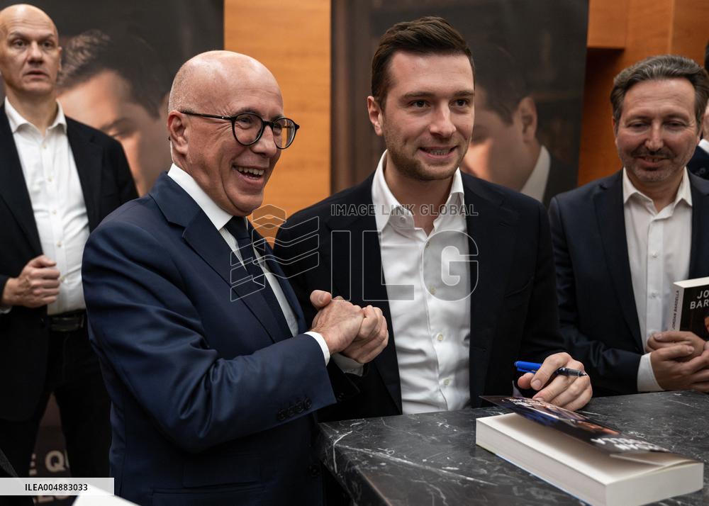 Jordan Bardella signs copies of his book Ce que veulent les Français - Nice