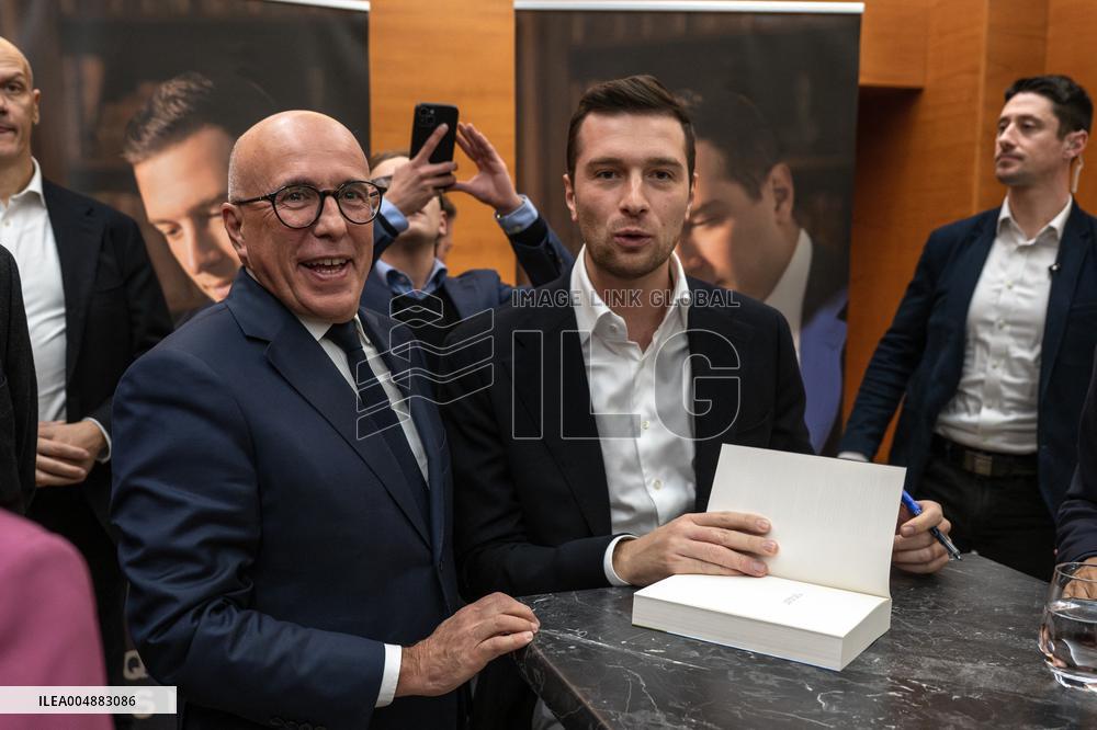 Jordan Bardella signs copies of his book Ce que veulent les Français - Nice