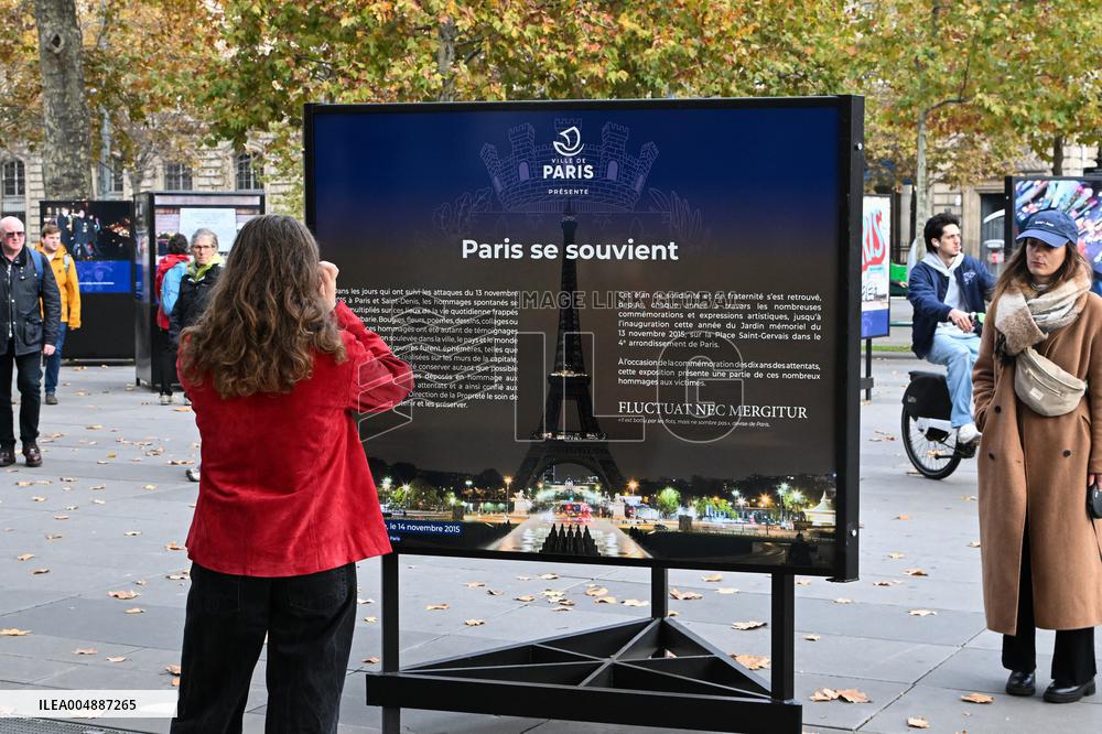 Dix ans apres les attentats du 13 Novembre, les Parisiens se recueillent place de la Republique.