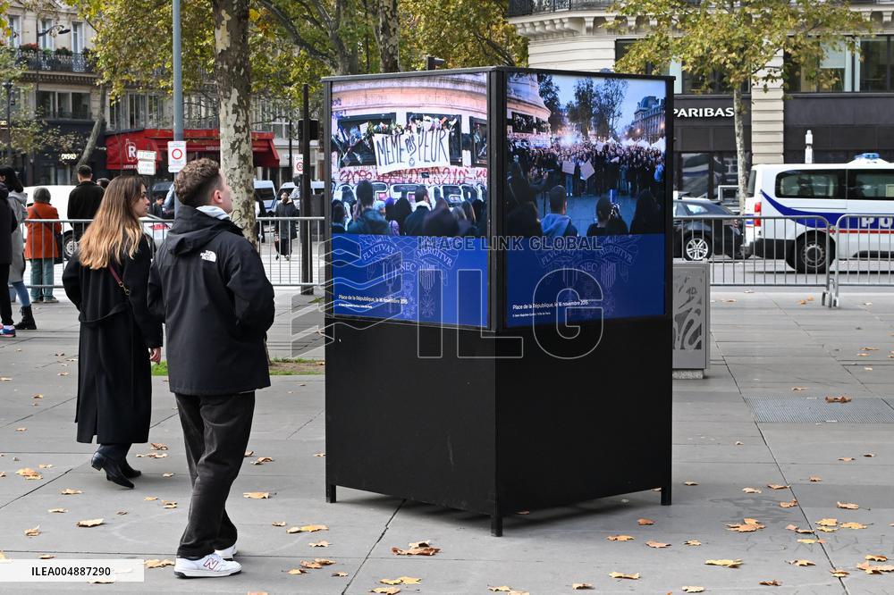 Dix ans apres les attentats du 13 Novembre, les Parisiens se recueillent place de la Republique.