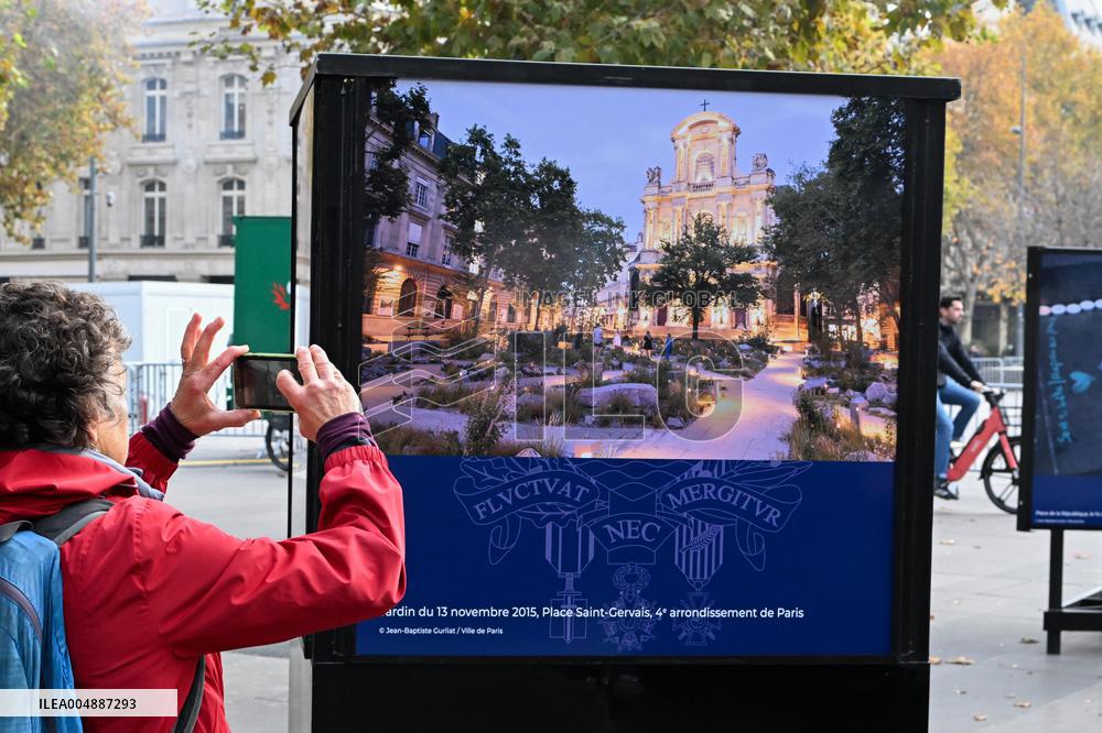 Dix ans apres les attentats du 13 Novembre, les Parisiens se recueillent place de la Republique.