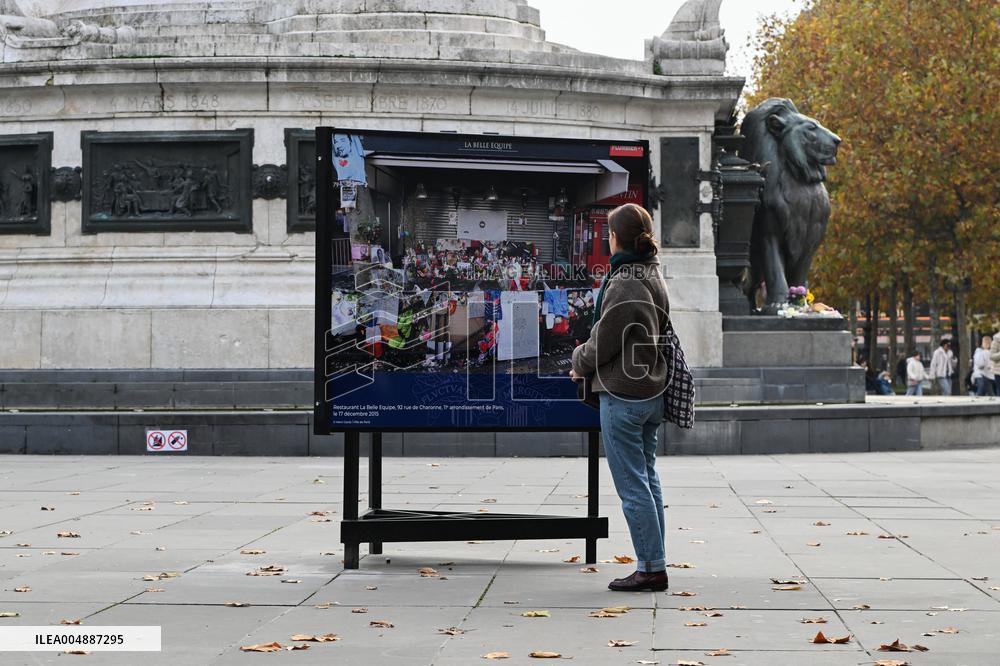 Dix ans apres les attentats du 13 Novembre, les Parisiens se recueillent place de la Republique.