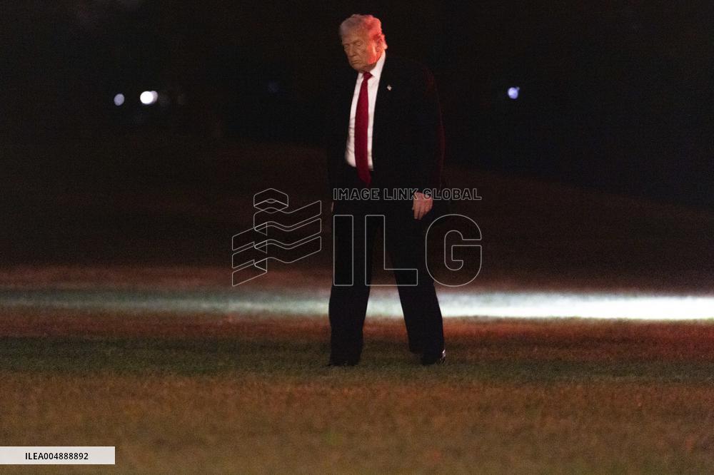 US President Donald J. Trump returns to the White House