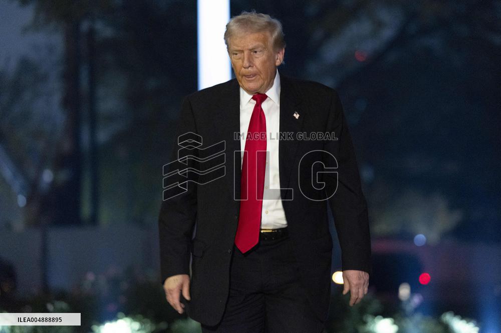 US President Donald J. Trump returns to the White House