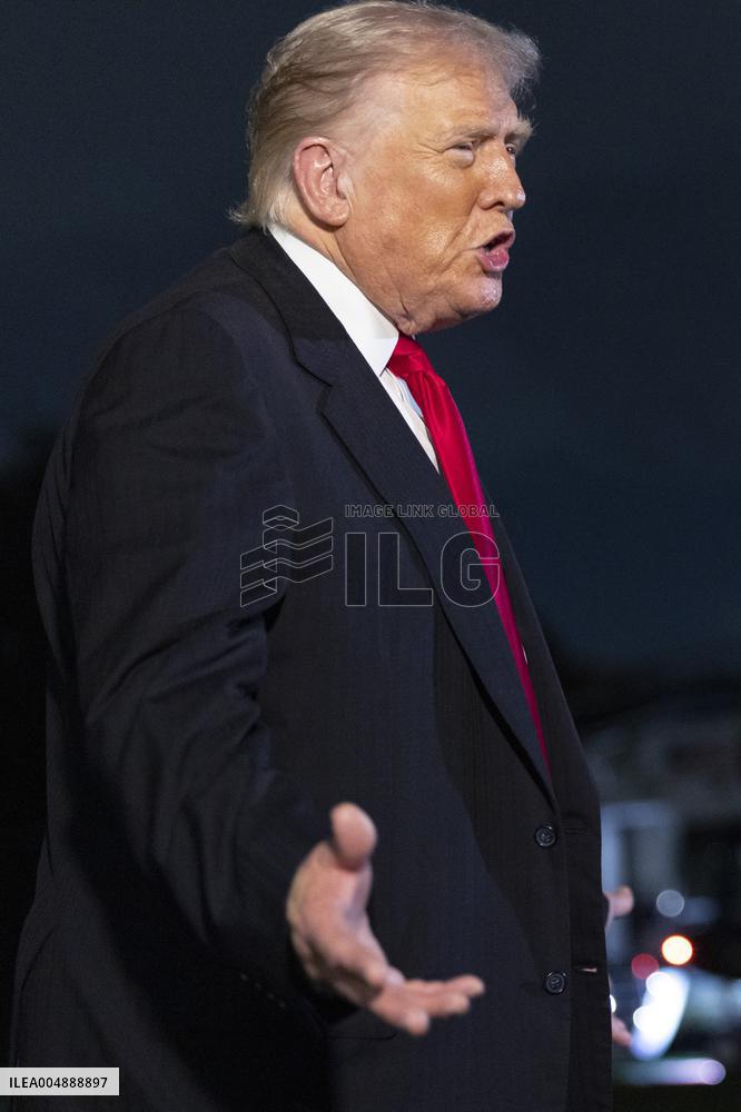 US President Donald J. Trump returns to the White House