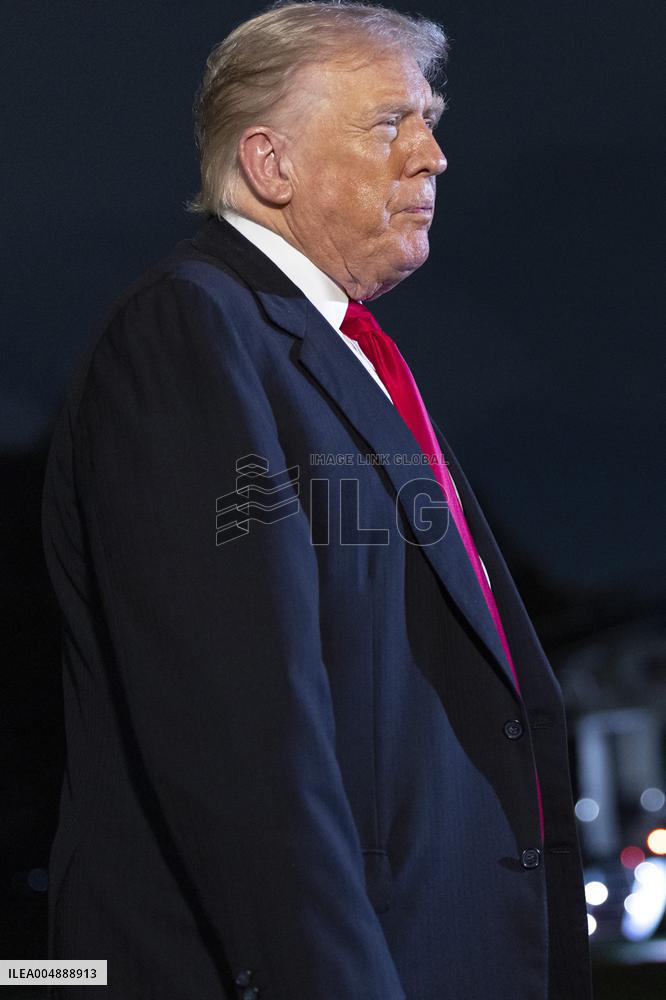 US President Donald J. Trump returns to the White House