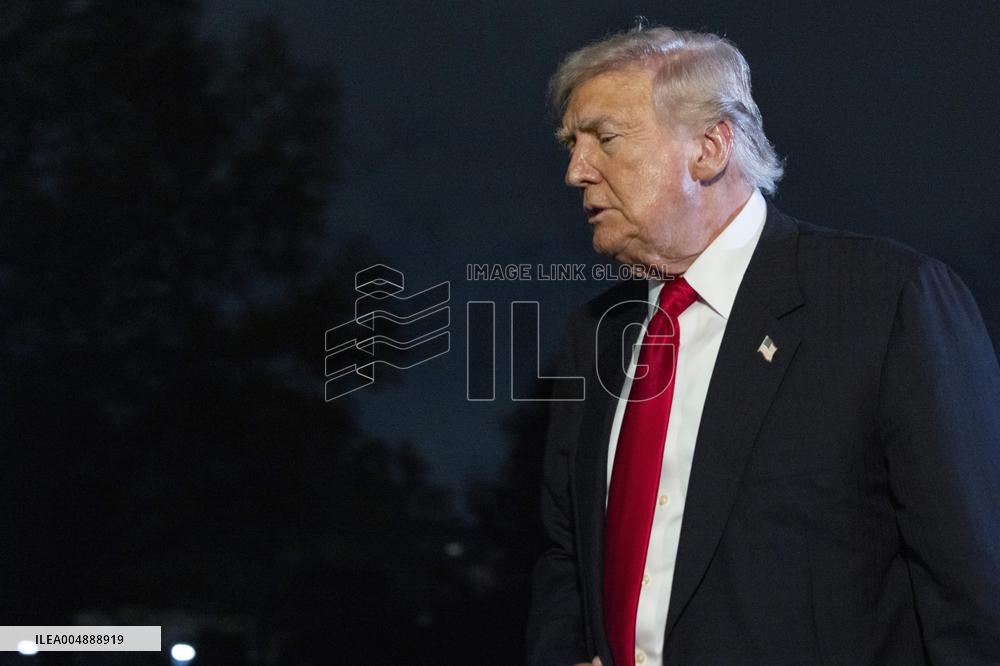 US President Donald J. Trump returns to the White House