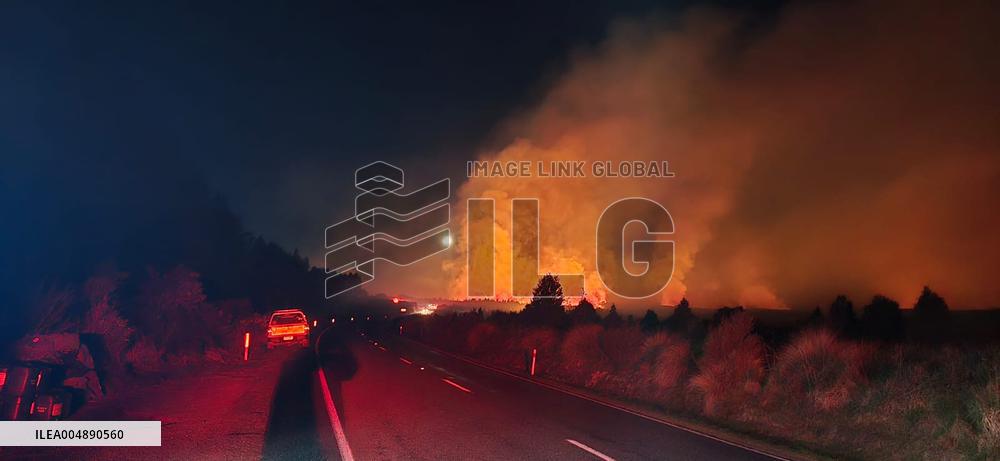Large Fire in Tongariro National Park - New Zealand