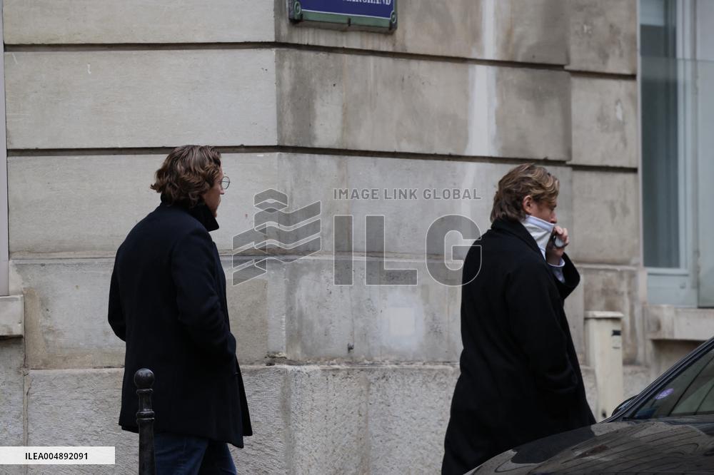 Pierre and Jean Sarkozy Near Their Father's Residence - Paris