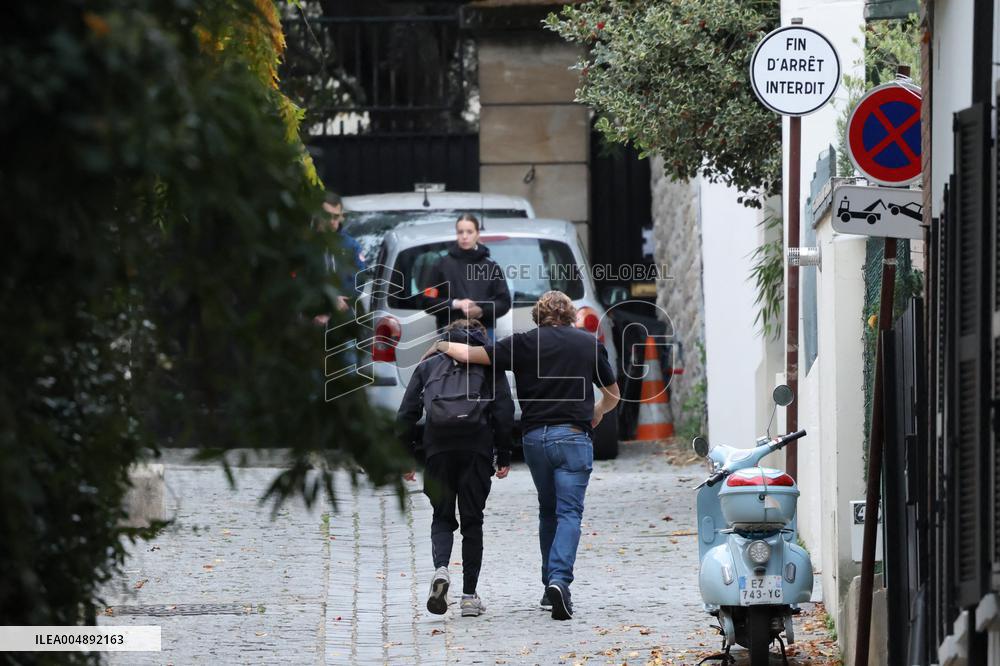 Pierre and Jean Sarkozy Near Their Father's Residence - Paris