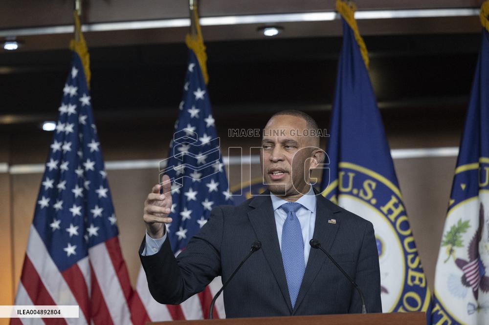United States House Minority Leader Hakeem Jeffries hosts a press conference on the 41st day of the Democrat Shutdown