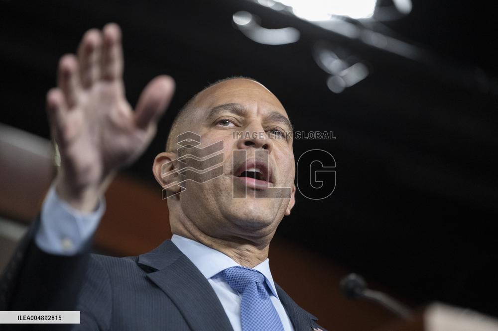 United States House Minority Leader Hakeem Jeffries hosts a press conference on the 41st day of the Democrat Shutdown
