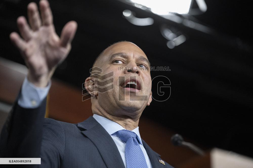 United States House Minority Leader Hakeem Jeffries hosts a press conference on the 41st day of the Democrat Shutdown