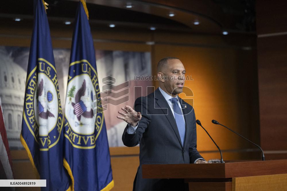 United States House Minority Leader Hakeem Jeffries hosts a press conference on the 41st day of the Democrat Shutdown