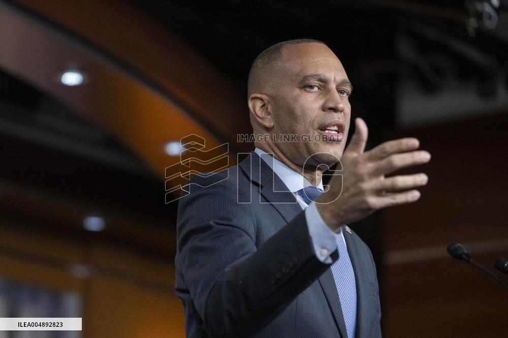 United States House Minority Leader Hakeem Jeffries hosts a press conference on the 41st day of the Democrat Shutdown