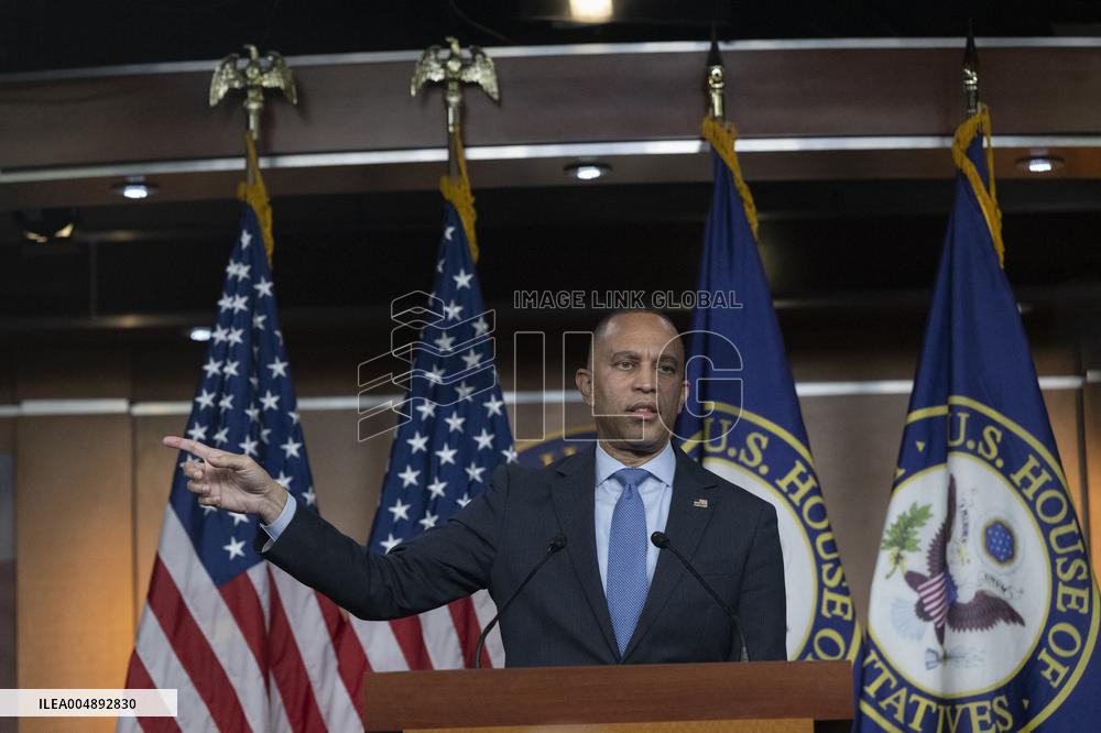 United States House Minority Leader Hakeem Jeffries hosts a press conference on the 41st day of the Democrat Shutdown