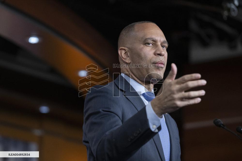 United States House Minority Leader Hakeem Jeffries hosts a press conference on the 41st day of the Democrat Shutdown