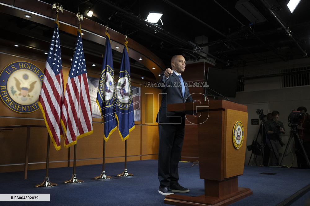 United States House Minority Leader Hakeem Jeffries hosts a press conference on the 41st day of the Democrat Shutdown
