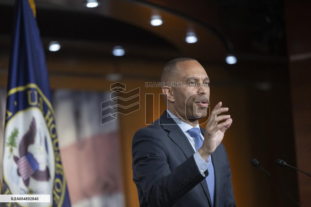 United States House Minority Leader Hakeem Jeffries hosts a press conference on the 41st day of the Democrat Shutdown