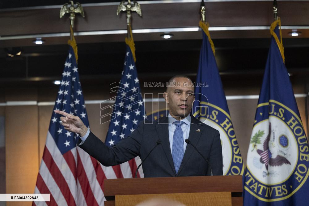 United States House Minority Leader Hakeem Jeffries hosts a press conference on the 41st day of the Democrat Shutdown