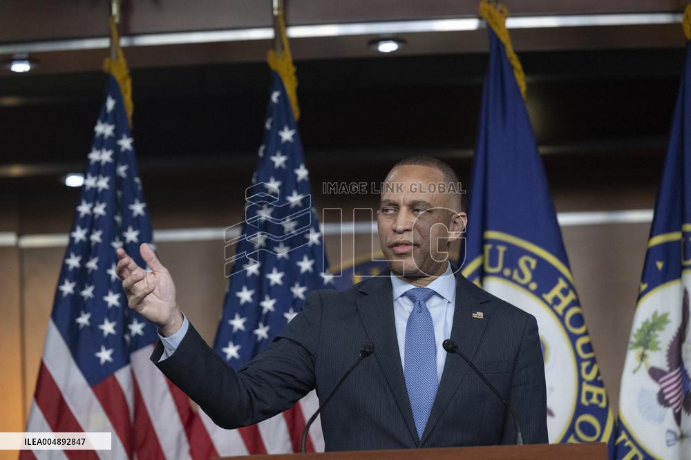 United States House Minority Leader Hakeem Jeffries hosts a press conference on the 41st day of the Democrat Shutdown