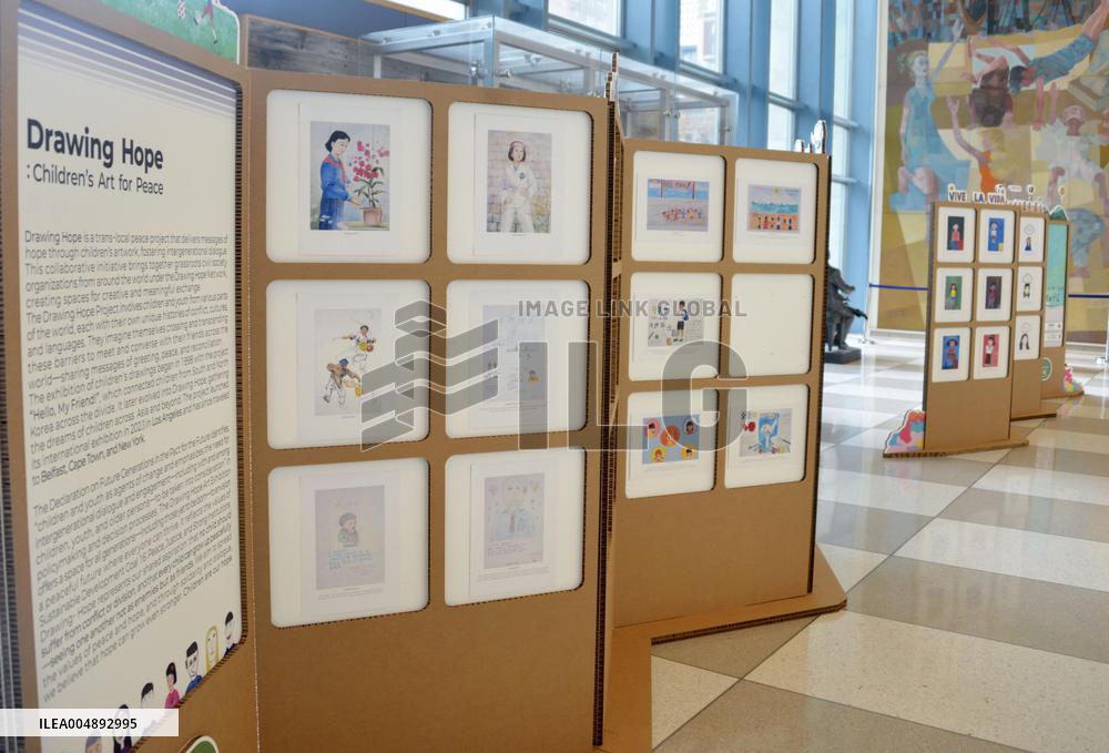 Children's paintings exhibited at U.N. headquarters