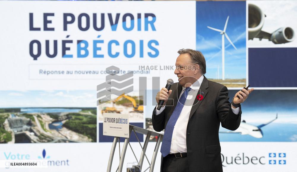 Quebec PM Francois Legault unveils economic vision in Beauharnois - Quebec