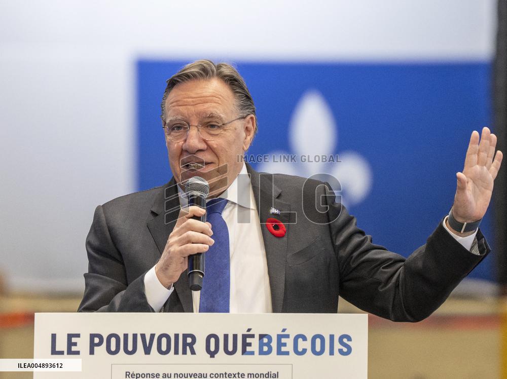 Quebec PM Francois Legault unveils economic vision in Beauharnois - Quebec