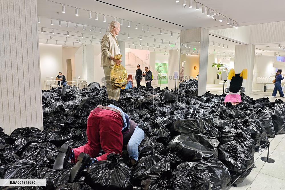 Art Installation "More Is More" Black Plastic Bags
