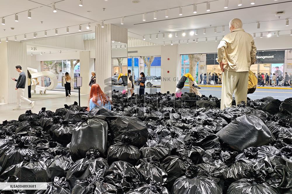 Art Installation "More Is More" Black Plastic Bags