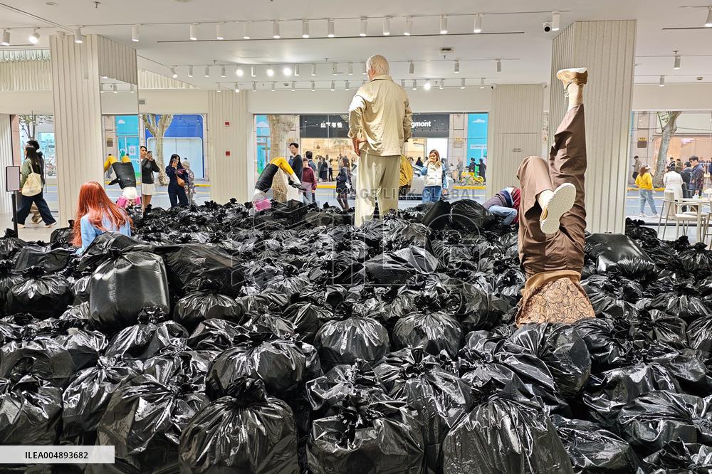 Art Installation "More Is More" Black Plastic Bags