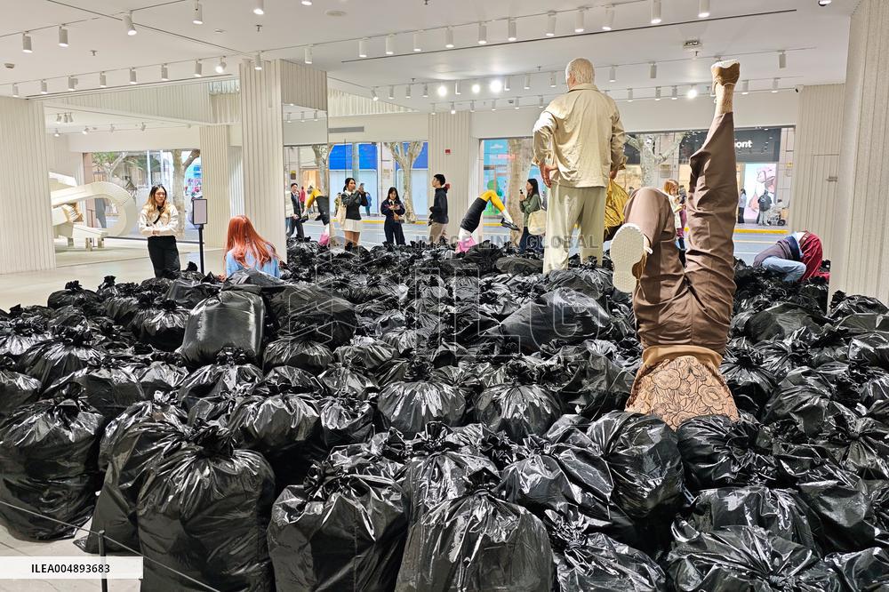Art Installation "More Is More" Black Plastic Bags