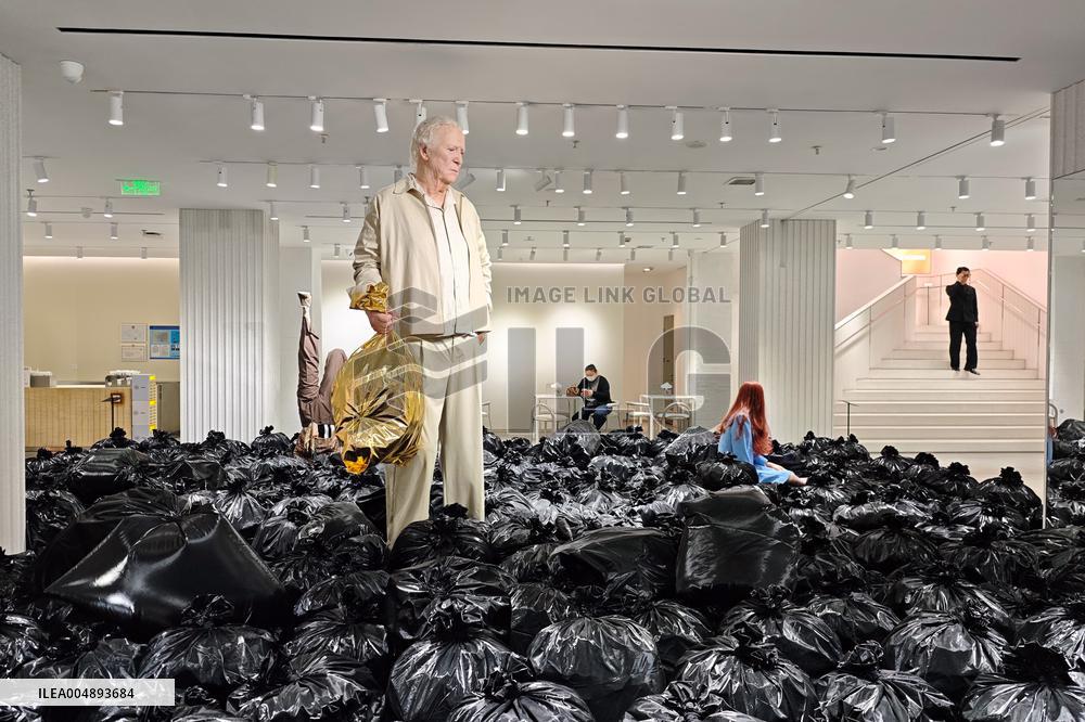 Art Installation "More Is More" Black Plastic Bags