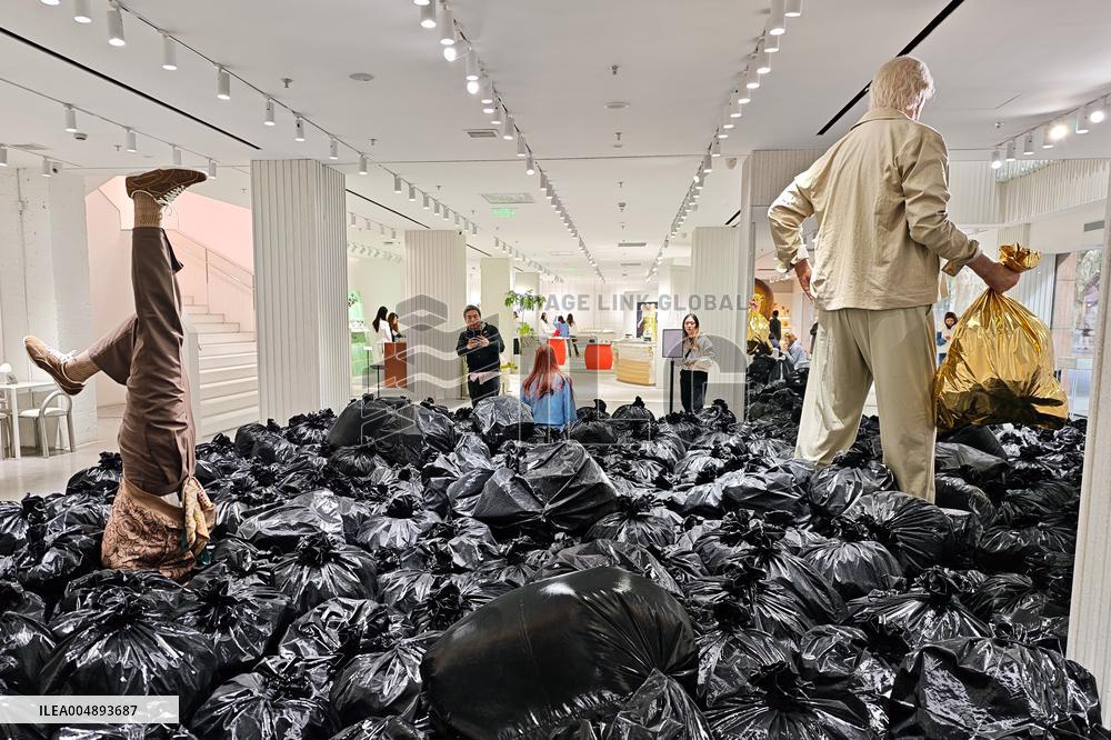 Art Installation "More Is More" Black Plastic Bags